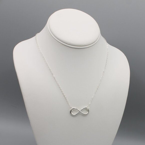 Jewelry necklace infinity love symbol dainty white gold tone minimalist new - Picture 7 of 8